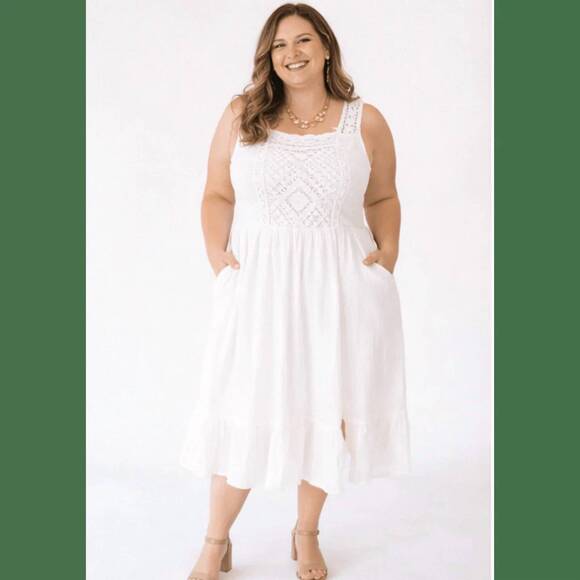 HAHA MAMA Dresses & Skirts - NEW HAHA MAMA crochet dress in white